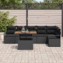 Conjunto de Comedor de Jardín con cojín 7 pcs Negro y Marrón