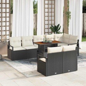 Conjunto de sofá de jardín 9 pcs Negro y crema 100 x 55 x 73 cm