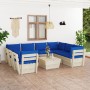 Muebles de jardín de palets 9 piezas y cojines madera de abeto by vidaXL, Garden sets - Ref: Foro24-3063610, Price: 768,29 €,...