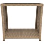Beige synthetic rattan side table with tempered glass top by vidaXL, Garden tables - Ref: Foro24-319561, Price: 52,48 €, Disc...