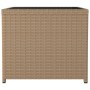 Beigefarbener synthetischer Rattan-Beistelltisch mit gehärteter Glasoberfläche von vidaXL, Gartentische - Ref: Foro24-319561,...