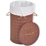 Cesto de la ropa de bambú redondo marrón