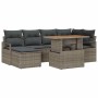 Conjunto de Comedor de Jardín con cojín 7 pcs Gris y marrón