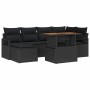 Conjunto de Comedor de Jardín con cojín 7 pcs Negro y Marrón