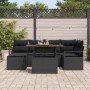 Conjunto de Comedor de Jardín con cojín 7 pcs Negro y Marrón