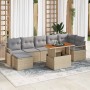 Conjunto de Comedor de Jardín con cojín 8 pcs Beige y gris