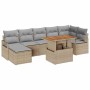 Conjunto de Comedor de Jardín con cojín 8 pcs Beige y gris