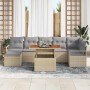 Conjunto de Comedor de Jardín con cojín 8 pcs Beige y gris