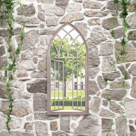 Sand-colored iron garden mirror for outdoors 100x45 cm by vidaXL, Mirrors - Ref: Foro24-318361, Price: 104,69 €, Discount: %