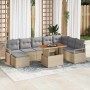 Conjunto de sofá de jardín con cojín 9 pcs Beige y gris