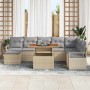 Conjunto de sofá de jardín con cojín 9 pcs Beige y gris