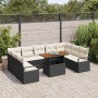 Conjunto de sofá de jardín con cojín 10 pcs Negro y crema