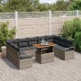 Conjunto de sofá de jardín con cojín 10 pcs Gris y marrón