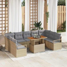 Conjunto de sofá de jardín 10 pcs Beige y gris 100 x 55 x 73 cm