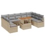 Conjunto de sofá de jardín 10 pcs Beige y gris 100 x 55 x 73 cm
