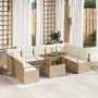 Conjunto de sofá de jardín con cojín 10 pcs Beige y Crema
