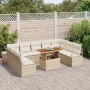 Conjunto de sofá de jardín con cojín 10 pcs Beige y Crema