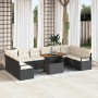 Conjunto de sofá de jardín con cojín 11 pcs Negro y crema