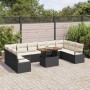 Conjunto de sofá de jardín con cojín 11 pcs Negro y crema