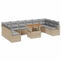 Conjunto de sofá de jardín 11 pcs Beige y gris 100 x 55 x 73 cm