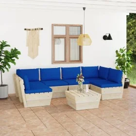 7-piece pallet garden furniture and fir wood cushions by vidaXL, Garden sets - Ref: Foro24-3063598, Price: 536,02 €, Discount: %