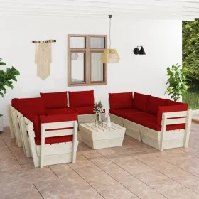 9-piece pallet garden furniture and fir wood cushions by vidaXL, Garden sets - Ref: Foro24-3063657, Price: 735,73 €, Discount: %