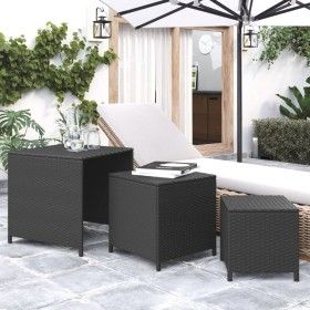Stapelbare Tische 3 Stück aus schwarzem synthetischem Rattan von vidaXL, Seitentische - Ref: Foro24-319412, Preis: 78,65 €, R...
