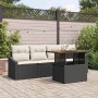 Conjunto de sofá de jardín con cojín 5 pcs Negro Poliratán