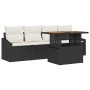 Conjunto de sofá de jardín con cojín 5 pcs Negro Poliratán