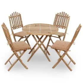 Faltbares 5-teiliges Gartenmöbel-Set mit Bambus-Kissen von vidaXL, Gartensets - Ref: Foro24-3063963, Preis: 269,84 €, Rabatt: %