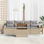 Conjunto de sofá de jardín con cojín 5 pcs Beige Poliratán