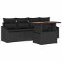 Conjunto de sofá de jardín con cojín 5 pcs Negro Poliratán