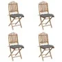 5-teiliges klappbares Garten-Essset mit Bambuskissen von vidaXL, Gartensets - Ref: Foro24-3063976, Preis: 262,63 €, Rabatt: %