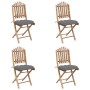 Set de comedor de jardín plegable 5 piezas con cojines bambú de vidaXL, Conjuntos de jardín - Ref: Foro24-3063976, Precio: 28...