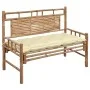 Banco de jardín con cojín bambú 120 cm de vidaXL, Bancos de jardín - Ref: Foro24-3063893, Precio: 144,20 €, Descuento: %