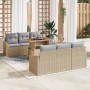 Conjunto de sofá de jardín 7 pcs Beige y gris 100 x 55 x 73 cm