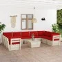 10-teilige Gartenmöbel aus Paletten und Kissen aus Tannenholz von vidaXL, Gartensets - Ref: Foro24-3063630, Preis: 767,43 €, ...