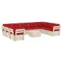 10-teilige Gartenmöbel aus Paletten und Kissen aus Tannenholz von vidaXL, Gartensets - Ref: Foro24-3063630, Preis: 767,43 €, ...