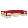 10-teilige Gartenmöbel aus Paletten und Kissen aus Tannenholz von vidaXL, Gartensets - Ref: Foro24-3063630, Preis: 812,94 €, ...