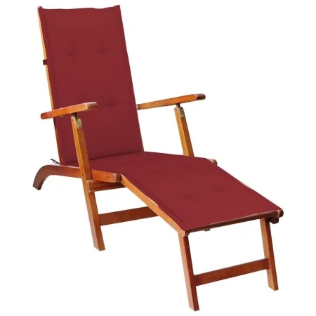 Garden lounger with footrest and cushion in solid acacia wood by vidaXL, Loungers - Ref: Foro24-3064023, Price: 136,58 €, Dis...