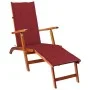 Garden lounger with footrest and cushion in solid acacia wood by vidaXL, Loungers - Ref: Foro24-3064023, Price: 136,58 €, Dis...