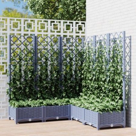 Jardinera con enrejado PP azul gris 120x120x121,5 cm by vidaXL, Pots and planters - Ref: Foro24-318256, Price: 126,97 €, Disc...