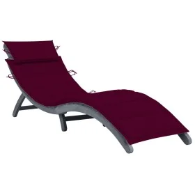 Lounger with solid gray acacia wood cushion by vidaXL, Loungers - Ref: Foro24-3064053, Price: 148,06 €, Discount: %