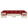 Muebles de jardín de palés 10 piezas y cojines madera de abeto by vidaXL, Garden sets - Ref: Foro24-3063633, Price: 812,94 €,...