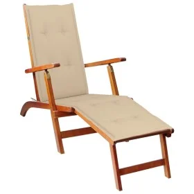 Tumbona de jardín con reposapiés y cojín madera maciza acacia by vidaXL, Loungers - Ref: Foro24-3064017, Price: 144,91 €, Dis...