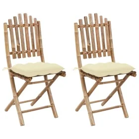 Folding garden chairs with cushions 2 units bamboo by vidaXL, Garden chairs - Ref: Foro24-3064004, Price: 113,00 €, Discount: %
