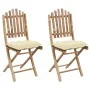 Sillas de jardín plegables con cojines 2 unidades bambú de vidaXL, Sillas de jardín - Ref: Foro24-3064004, Precio: 114,82 €, ...