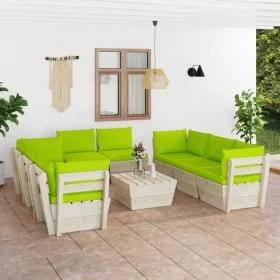 Gartenmöbel aus Paletten, 9-teilig, mit Kissen aus Fichtenholz. von vidaXL, Gartensets - Ref: Foro24-3063659, Preis: 714,26 €...