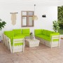 Gartenmöbel aus Paletten, 9-teilig, mit Kissen aus Fichtenholz. von vidaXL, Gartensets - Ref: Foro24-3063659, Preis: 745,35 €...