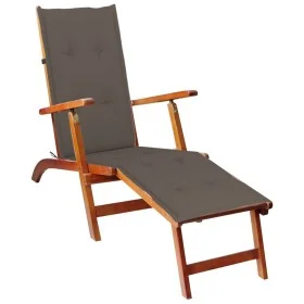 Tumbona de jardín con reposapiés y cojín madera maciza acacia by vidaXL, Loungers - Ref: Foro24-3064022, Price: 146,54 €, Dis...